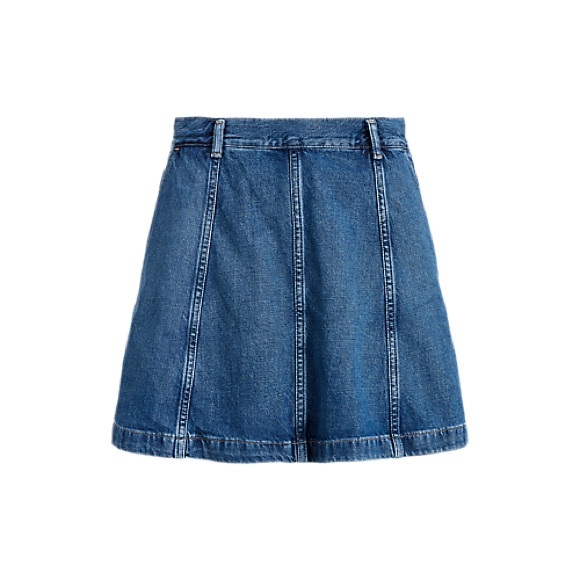 NEW Polo Ralph Lauren Luxury Denim Paneled A-Line Skirt SIZE 0 - Picture 2 of 9